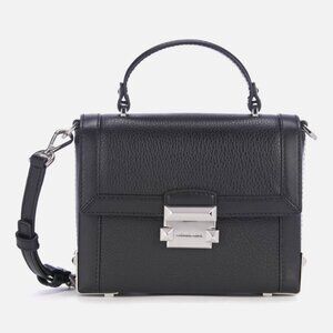 Michael Kors Black Leather Jayne Small Trunk, Top Handle Bag